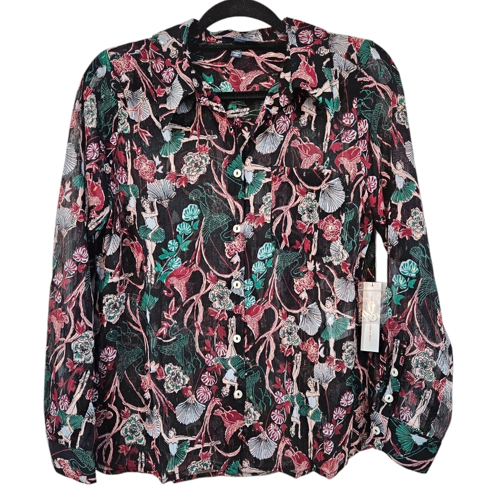 NWT ModCloth Swan Lake Soiree Button-Up Shirt Size S